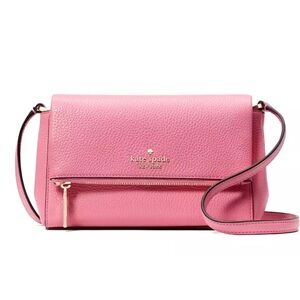 New Kate Spade Leila Mini Zip Crossbody Pebble Leather Blossom Pink